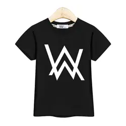 DJ music master/футболка для детей, Alan Walker, Модные топы для мальчиков, футболки с принтом AW, Подростковая хлопковая одежда с короткими рукавами