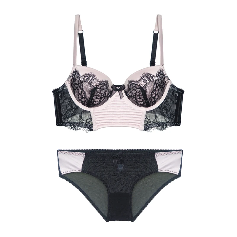 Комплект женского кружевного нижнего белья с чашками пуш ап|bra and panty|bra panty setsexy women