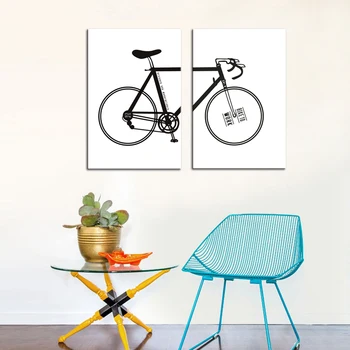 

Simple Wall Decor Modern Oil Painting Wall Art Print Decorative Canvas Painting Abstract Cartoon Bike Pictures No Frame