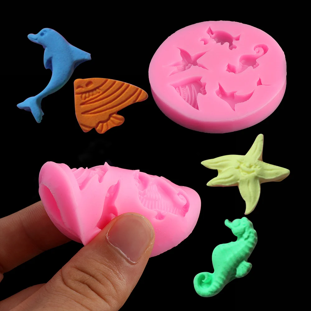 Download Random Color 1PC New Useful DIY Mini Chocolate Baking Silicone Fondant Mold Dolphin Sea Starfish ...