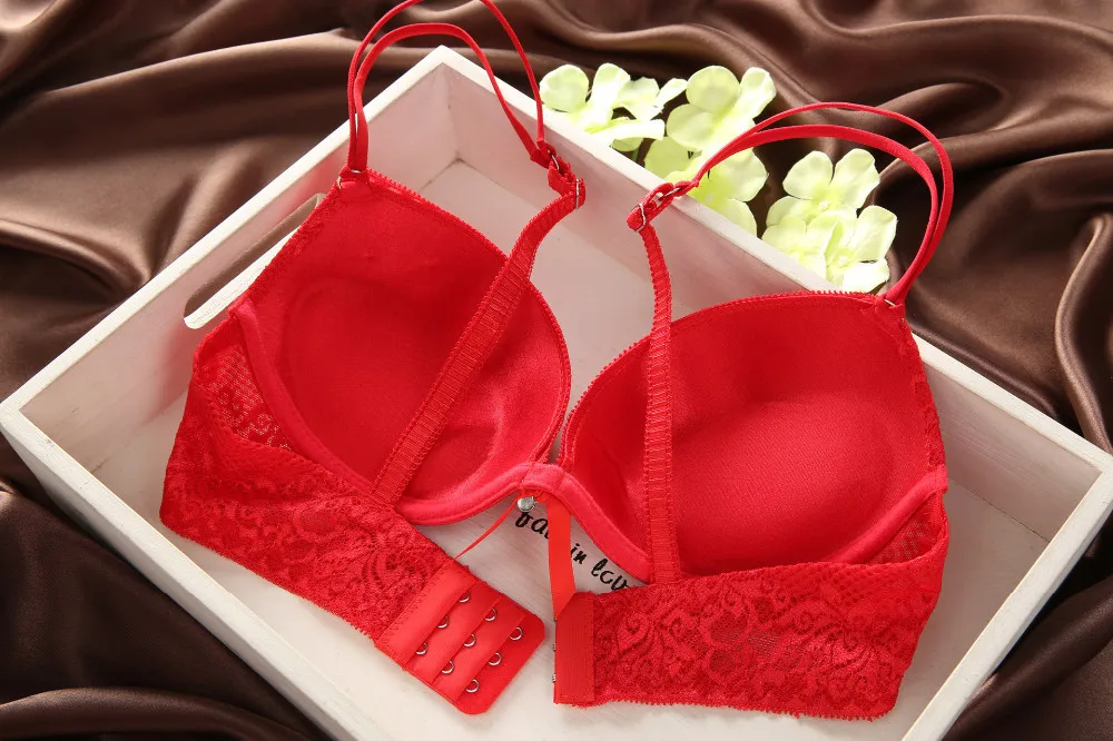 sexy bra set Hot sales Fashion fashion lace sexy thin deep V-neck push up underwear hot-selling vintage solid color bra set bra and knicker sets