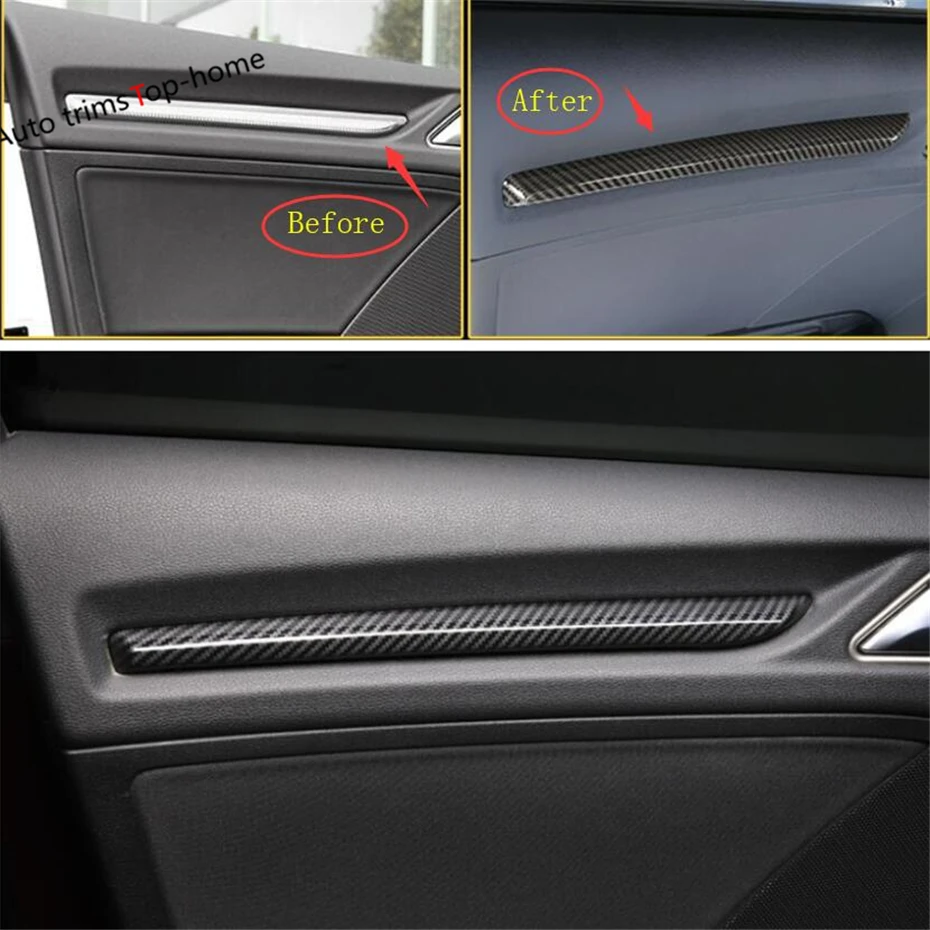 

Yimaautotrims Inside Door Handle Sills Strip Interior Mouldings Cover Trim Fit For Audi A3 V8 2014 - 2019 ABS Carbon Fiber Look