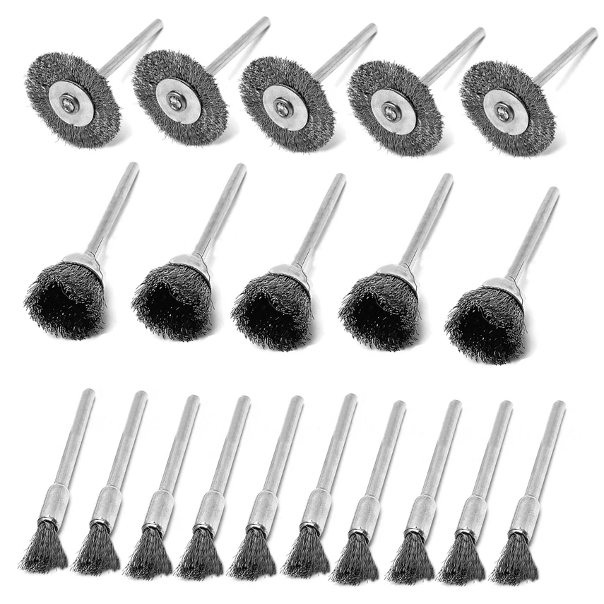 20pcs/set Steel Wire Wheel Polishing Pad Brushes for Rotary Grinder Accessories Tool