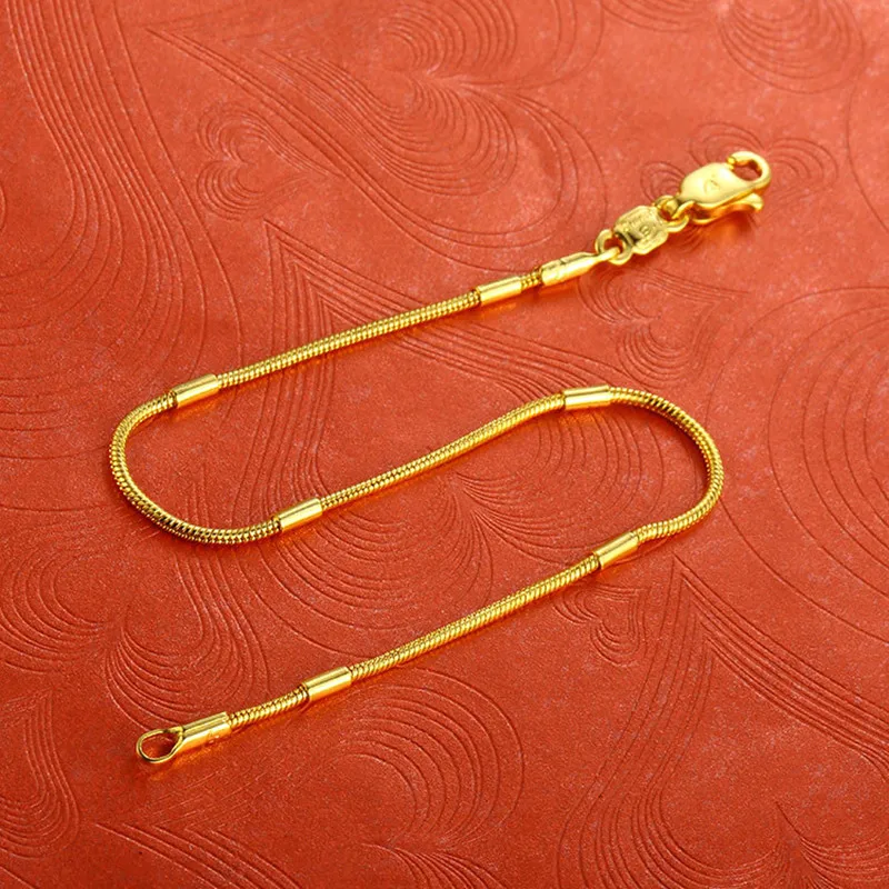 Thin Link Chain Bracelet Yellow Gold Filled Slim Wrist Chain for Womens