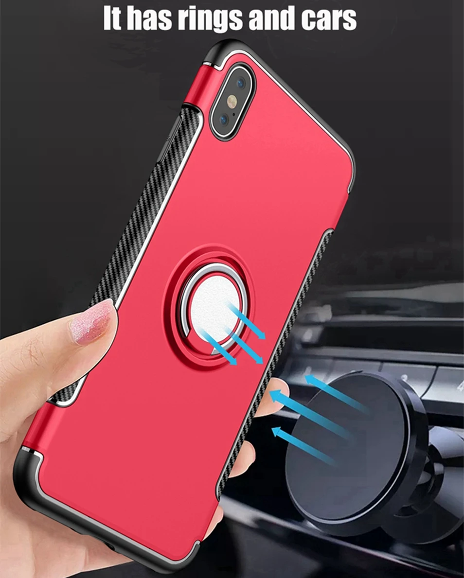 Magnetic Car Holder Phone Case for iPhone 8 plus Cover Finger Ring Stand Coque for iPhone XR XS Max X 6 7 plus Full Protect Case (5)