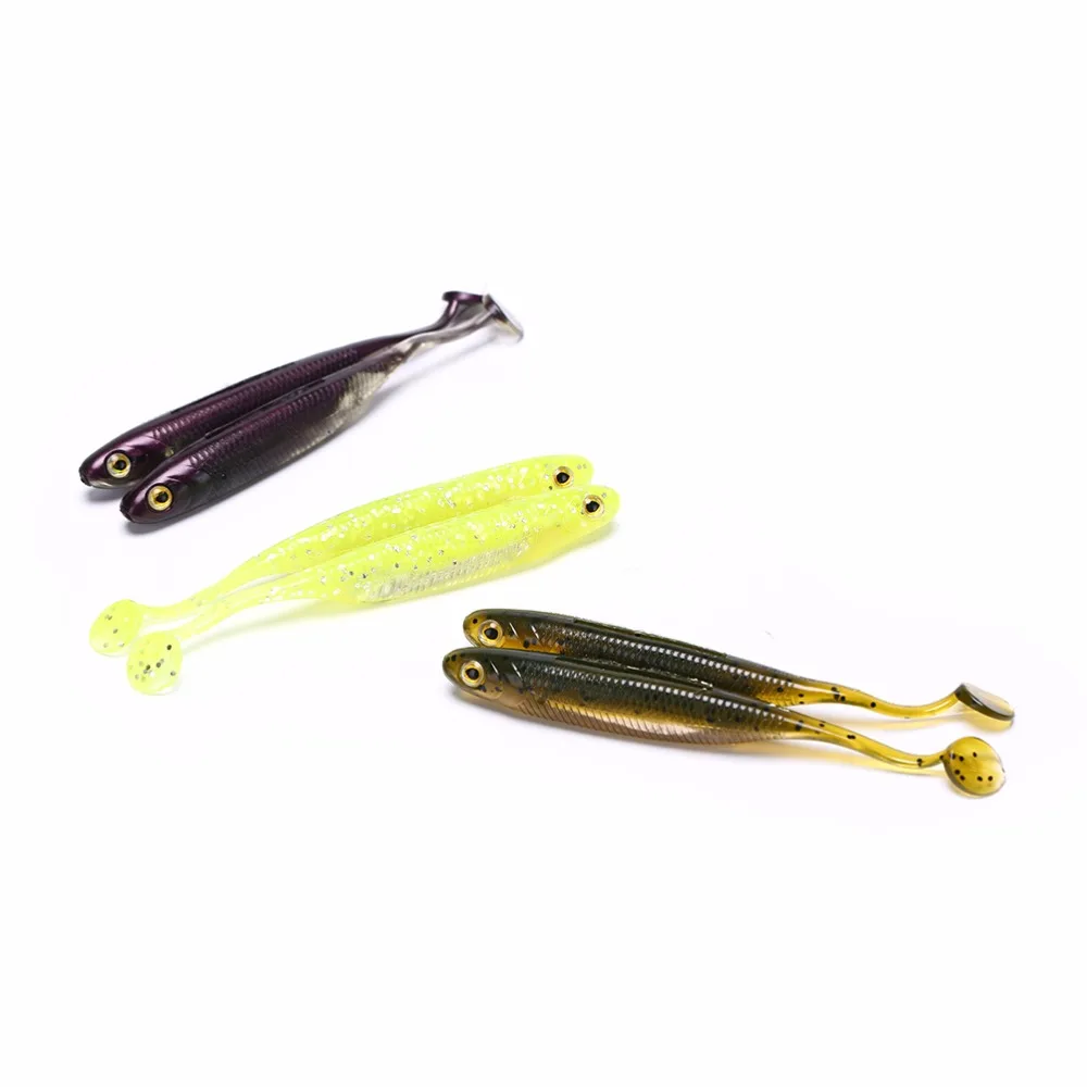 Saltwater Fishing Lure 2pcs Shad Soft Bait 3D Eyes 10cm 6.5g Silicone