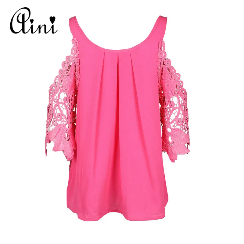 Womens Tops and Blouse Shirt 2018 Summer Top Casual Hollow Out Sleeve Off Shoulder Shirt Ladies Blouse Plus Size Boho Tunic Tops Blouses