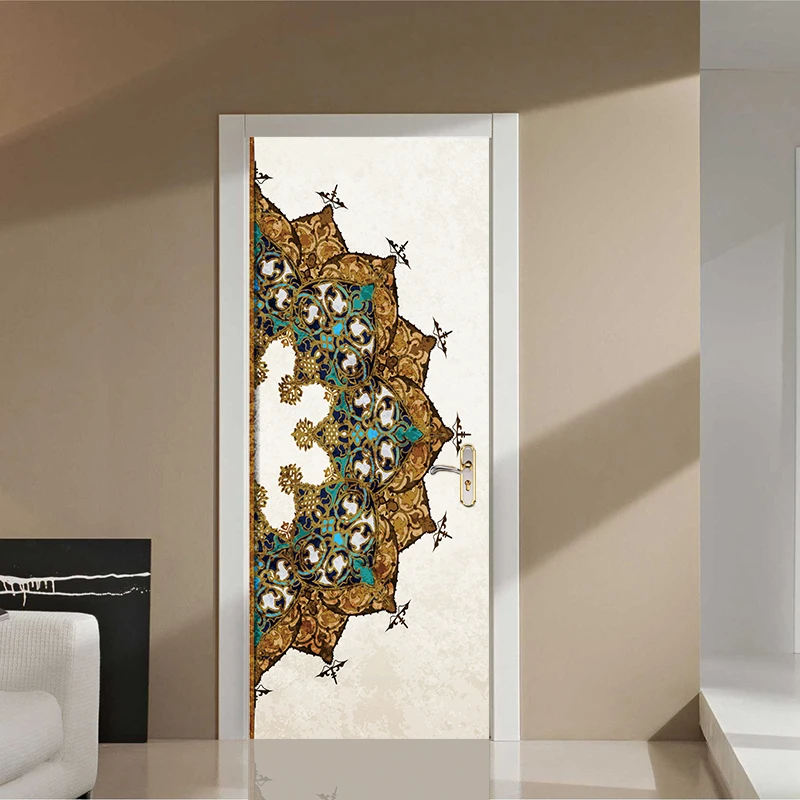 77*200 см изящный дизайн половинной мандалы цветок масляной окраски стикер стены обои двери стикер s домашний декор