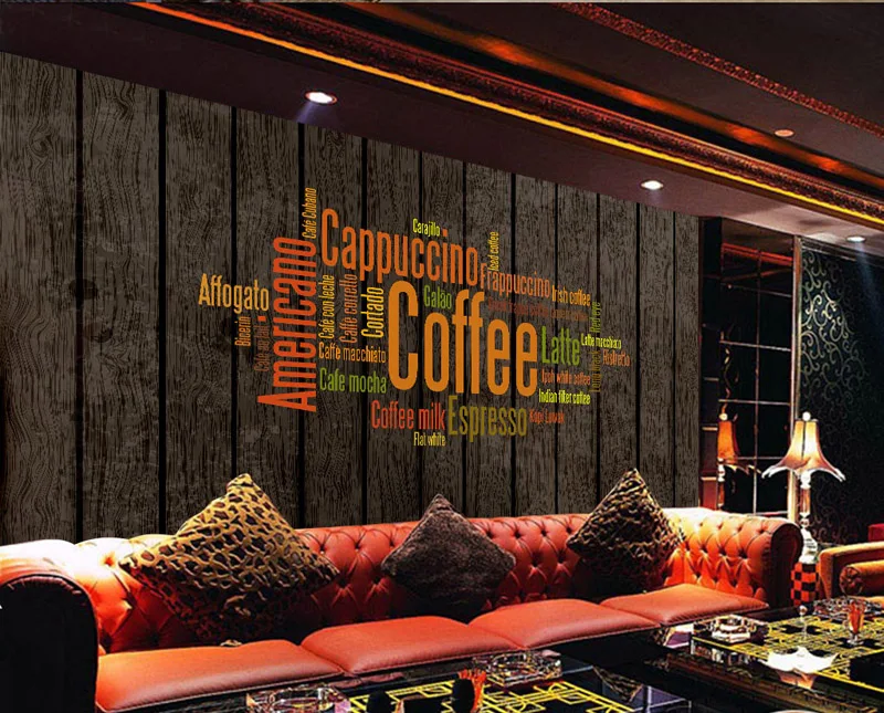 Bacaz английские буквы деревянная панель обои для кофе кафе ресторан отель фон 3D настенные фотообои бумажные наклейки