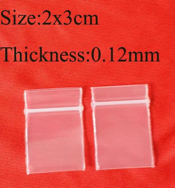 2x3 см 0,8 ''x 1,2'' прозрачная мини самозапечатывающаяся упаковка, полиэтиленовый мешок на молнии, заказной маленький размер, полиэтиленовый мешок толщиной 0,12 мм, маленькая сумка, 1000 шт