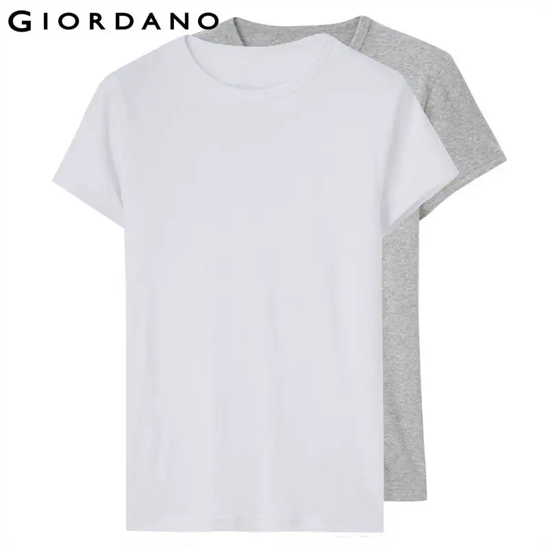 Giordano две приталеные футболки slim fit из натурального хлопка с короткими рукавами и круглым воротом,имеют несколько цветовых решений