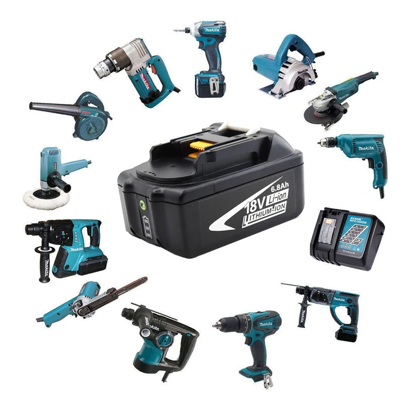 

Portable 18V Rechargeable Battery 6.8AH 6800mAh Li-Ion Battery Replacement Power Tool Battery For MAKITA BL1860