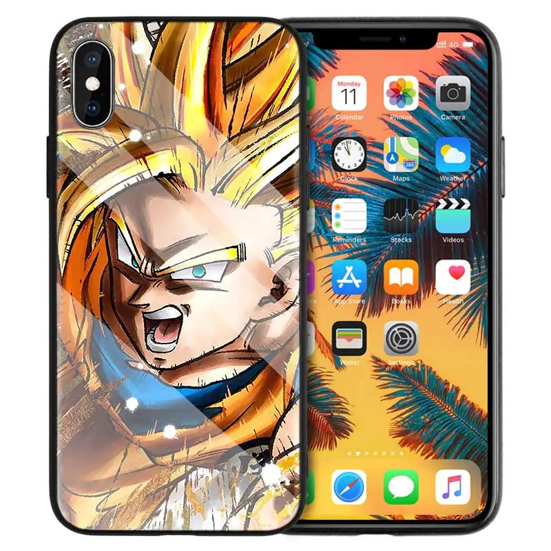 Жесткий чехол из закаленного стекла для Apple iPhone 7, 8, 6, 6 S, X, XR, XS, 11, 11Pro, MAX Plus, Dragon Ball, Z, тату, мультяшный Чехол для мобильного телефона