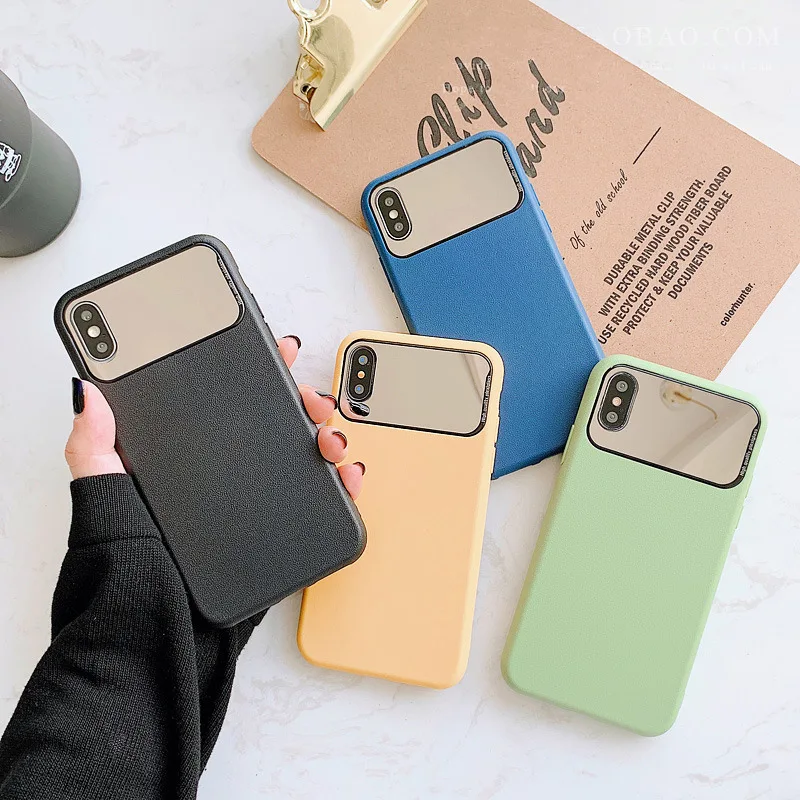 

Women makeup mirror case for iphone7 8 xs max matte litchi veins cosmetic mirror coque on for iphone 7 6 6s 8 plus x xr xsmax xs