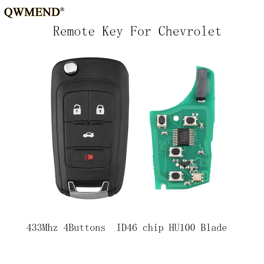 QWMEND 433 Мгц дистанционный ключ для Chevrolet Malibu Cruze Aveo Spark Sail 2010 2011 2012 2013 2014 2015 ID46 чип HU100