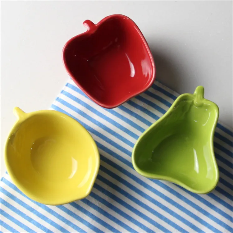 

Chinese ceramic ice cream dessert fruit lovely bowl food container Pudding yogurt baking bowls Color creative three-piece