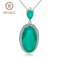 Gem's Ballet 6.68Ct натуральный зеленый Агат подвеска из драгоценных камней ожерелье 925 пробы серебро элегантные ювелирные изделия для женщин