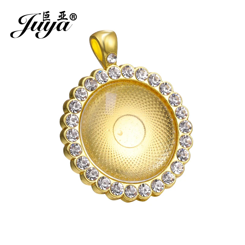 JUYA 3pcs 25/30mm Colorful CZ Zircon Cabochon Base Setting Necklace Pendant DIY Jewelry Making Crafts Accessories JUYA 3pcs 25/30mm Colorful CZ Zircon Cabochon Base Setting Necklace Pendant DIY Jewelry Making Crafts Accessories