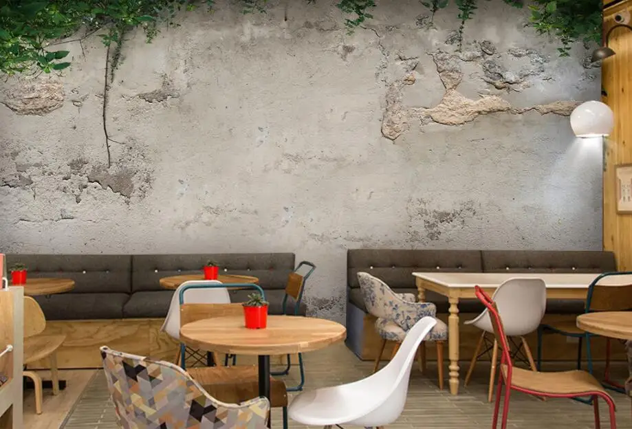Пользовательские фото обои современные 3D настенные фрески обои Зеленый завод бетон искусство спальня офис гостиная обои Beibehang