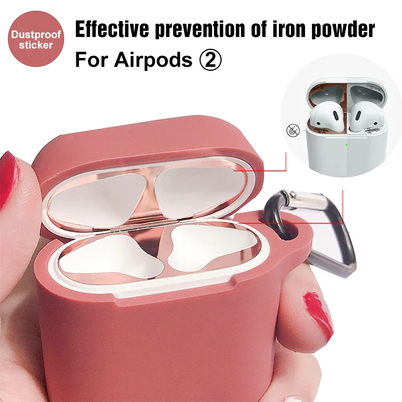 

Metal Dust Guard Sticker for Airpods 2 Skin Protective Sticker for Apple Airpods Earphone Charging box Case Cover Shell Skin