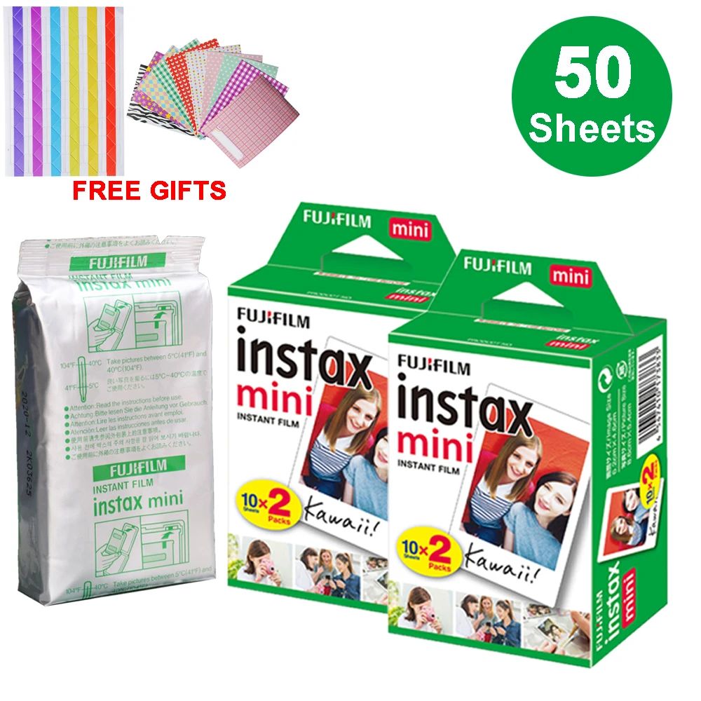 

50 Sheets Fujifilm Instax Mini White Edge Film Instant Photo Paper for Instax Mini 8 9 7s 9 70 25 50s 90 SP-1 2 Camera Gifts