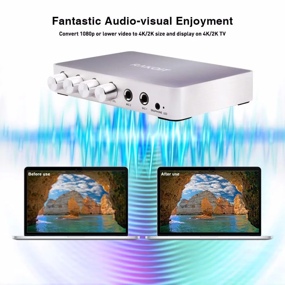 Портативный цифровой стерео аудио эхо система машина HDMI усилитель микшера для караоке с 2 микрофоны работает с 4 K/2 K ТВ, ПК, домашний кинотеатр