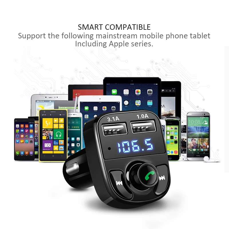 ANLUD Handsfree FM передатчик ЖК дисплей 5 в 3 1 а USB зарядное устройство беспроводной