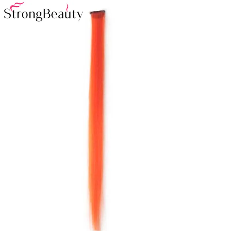 StrongBeauty Women Colorful Extension Long 50CM Synthetic Clip In Straight Hairpiece Party Highlights Punk Hair Pieces 16 Colors