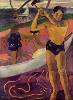 Price High Quality Oil Painting Canvas Reproductions A Man With Axe (1891) By Paul Gauguin Hand Painted