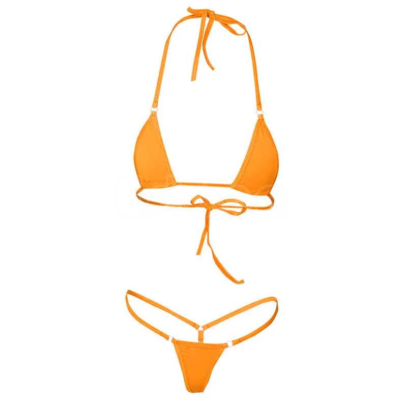 Горячие сексуальные женщины микро стринги Нижнее белье стринги Бюстгальтер мини-бикини купальники пижамы UNS-OKLE - Цвет: Orange