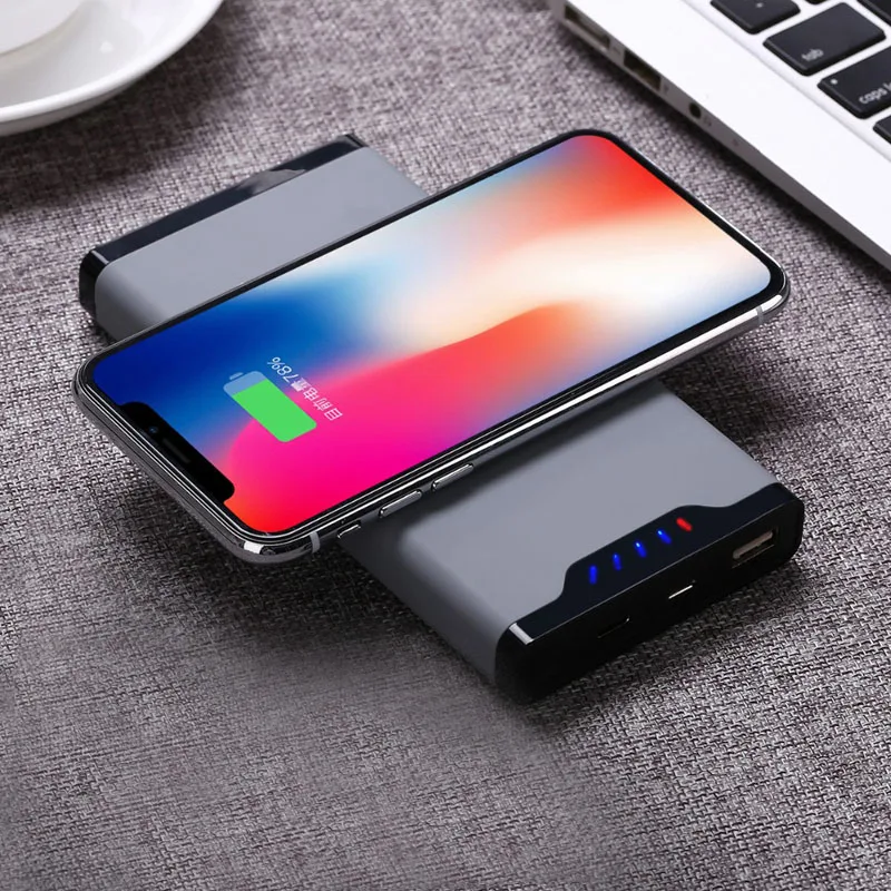 Qi Беспроводное зарядное устройство 20000 мАч портативный USB внешний аккумулятор