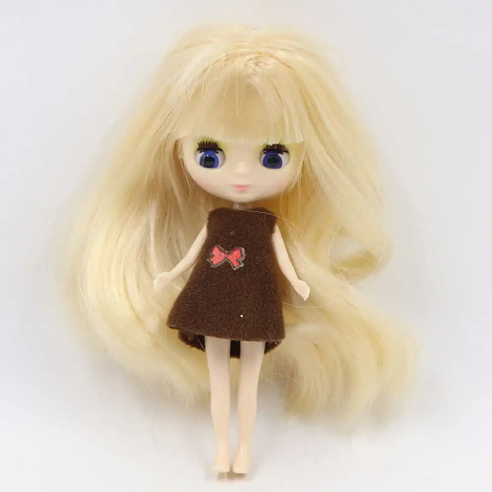 Фабрика мини blyth кукла 10 см красочные волосы цвет с случайным платье с челкой или без челки нормальное тело DIY модные игрушки - Цвет: Бургундия