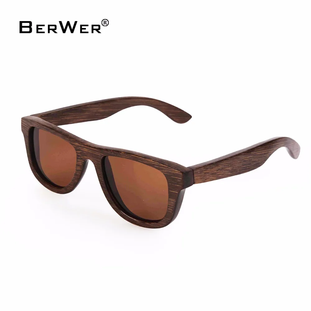 

BerWer darker brown frame small size bamboo sunglasses polarized eyeglasses wooden sunglasses small Sun Glasses UV400