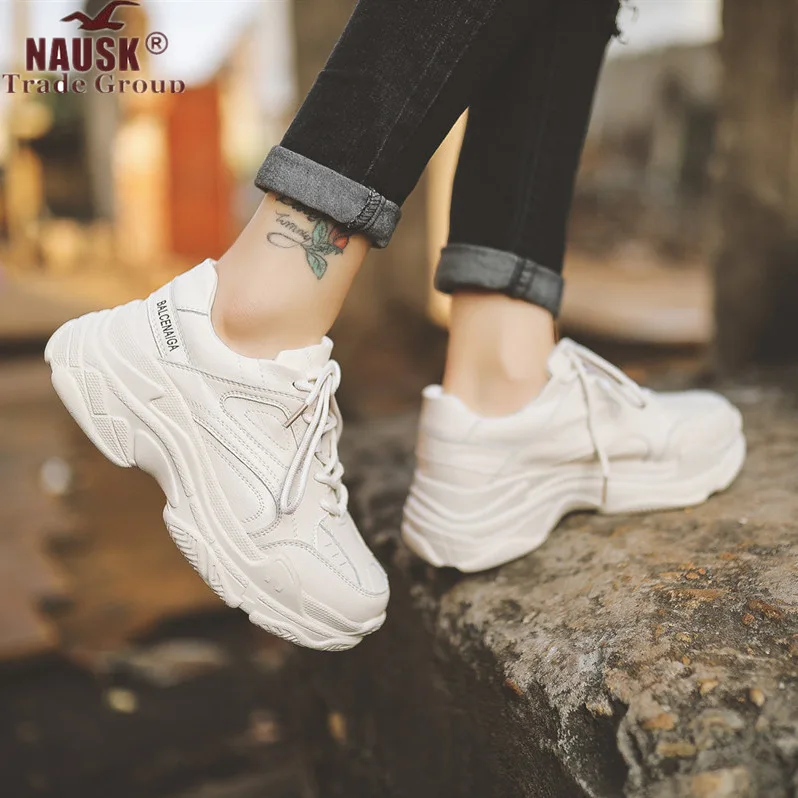 NAUSK 2019 رياضة المرأة العصرية مكتنزة أبي أربطة أحذية أحذية منصة جديد اللون مطابقة التمويه رياضية Chaussures NAUSK 2019 رياضة المرأة العصرية مكتنزة أبي أربطة أحذية أحذية منصة جديد اللون مطابقة التمويه رياضية Chaussures
