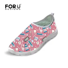 FORUDESIGNS/Женская обувь на плоской подошве с рисунком дантиста; Осенняя женская обувь с героями мультфильмов; повседневные кроссовки из дышащей сетки; женская обувь на платформе;