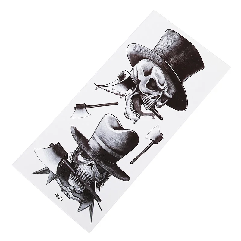 

Gothic Skull Tattoo Stickers Waterproof Men Cool Charming Flower Arm Stickers Party Chest Legs Tattoo Stickers