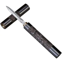 Aiguille à thé en ébène chinois, couteau à thé en acier inoxydable, motif damas, accessoires 1 pièce