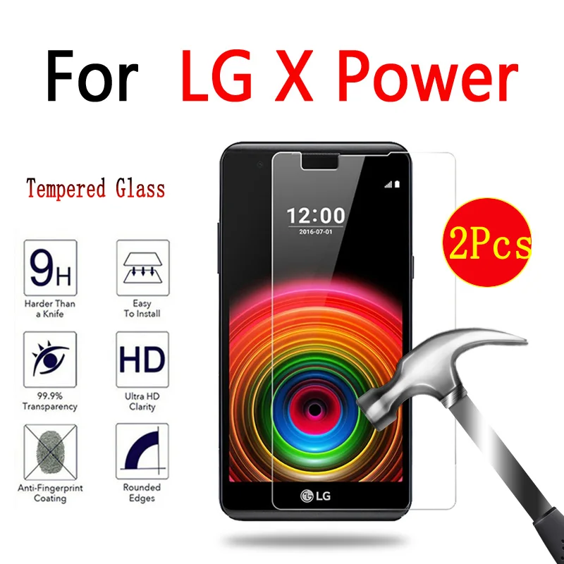 

2pcs Tempered Glass For LG X Power 5.3"inch For LG X Power K220 K220DS 2.5D HD Screen Protector Protective Film On X Power Cover