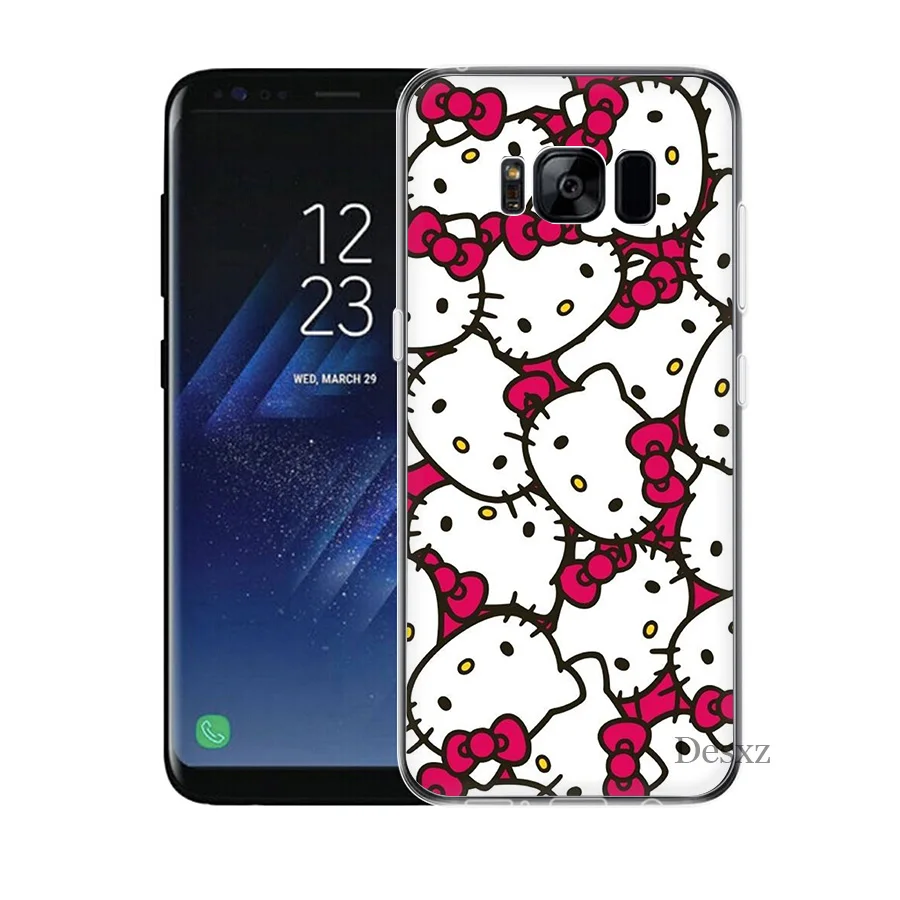 Задняя накладка чехла из ТПУ для samsung Galaxy S7 Edge S8 S9 Plus Note 8 9 популярный модный hello kitty