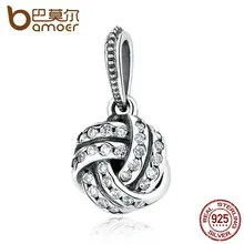 BAMOER 925 Sparkling Amor Nudo Tejer Del Grano de Los Encantos Cupieron Las Pulseras y Brazaletes Joyería Fina PAS333