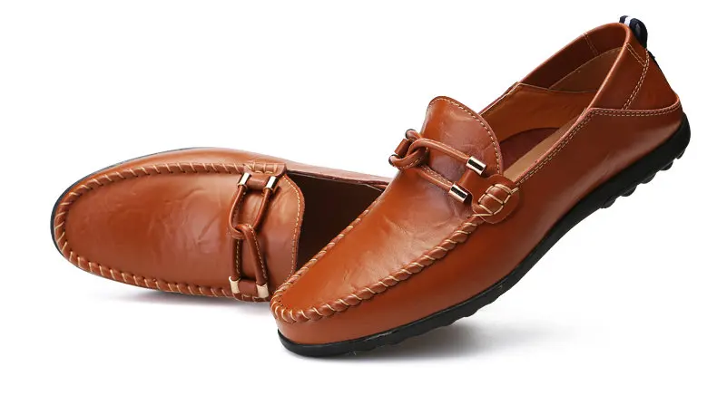Мужская повседневная обувь, кожаные брендовые мокасины для мужчин, модная обувь из натуральной кожи, лоферы без шнуровки, мужская обувь для