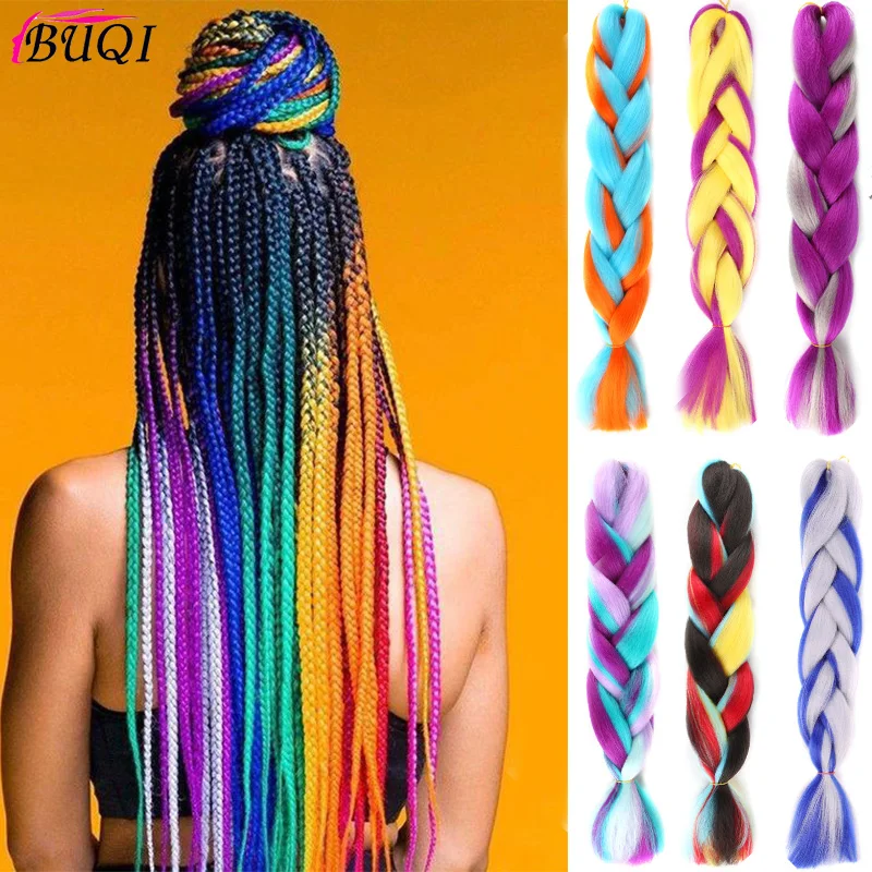 

Women's 24inch Hook Braids Box Braids 100g / pc Ombre Jumbo Braids Synthetic Braiding Hair Extensions BUQI
