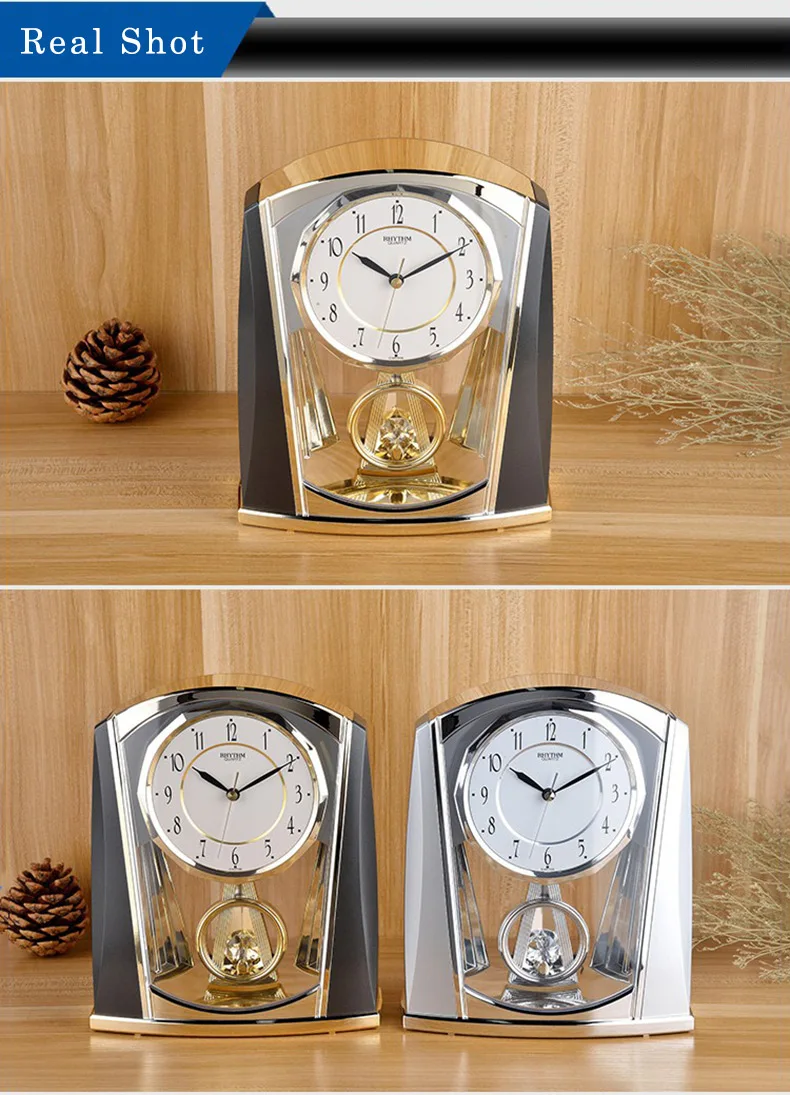 Ритм 6 дюймов иглы настольные часы Тихий кварцевый механизм настольные часы Кристалл медленный качающийся маятник для гостиной спальни офиса