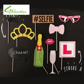 

50Pcs/Set Bachelorette Party Queen's Photo Booth Props Mustache Glasses DIY Kits Lips Single Hen Party Wedding Women Decoration