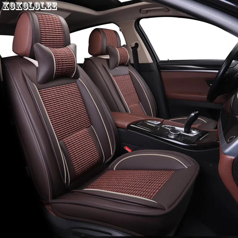 

KOKOLOLEE ice silk+pu leather car seat cover For Hyundai solaris ix35 i30 ix25 Elantra accent tucson Sonata auto accessories car