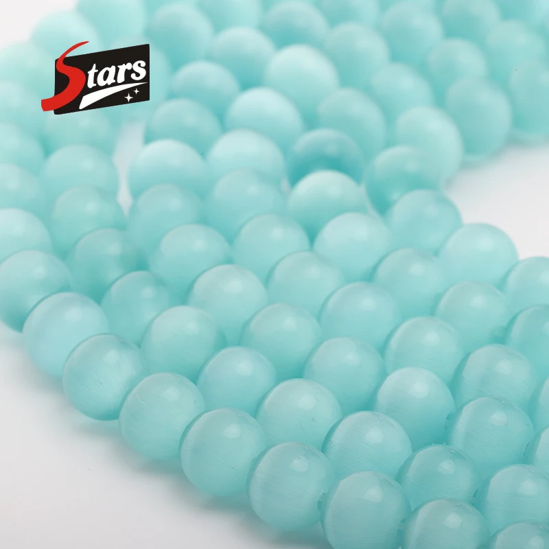 

Singreal 4/6/8/10/12MM Cat Eye Beads Aqua Round Beads Loose Stone For Jewelry Making DIY Charm Bracelets Necklaces
