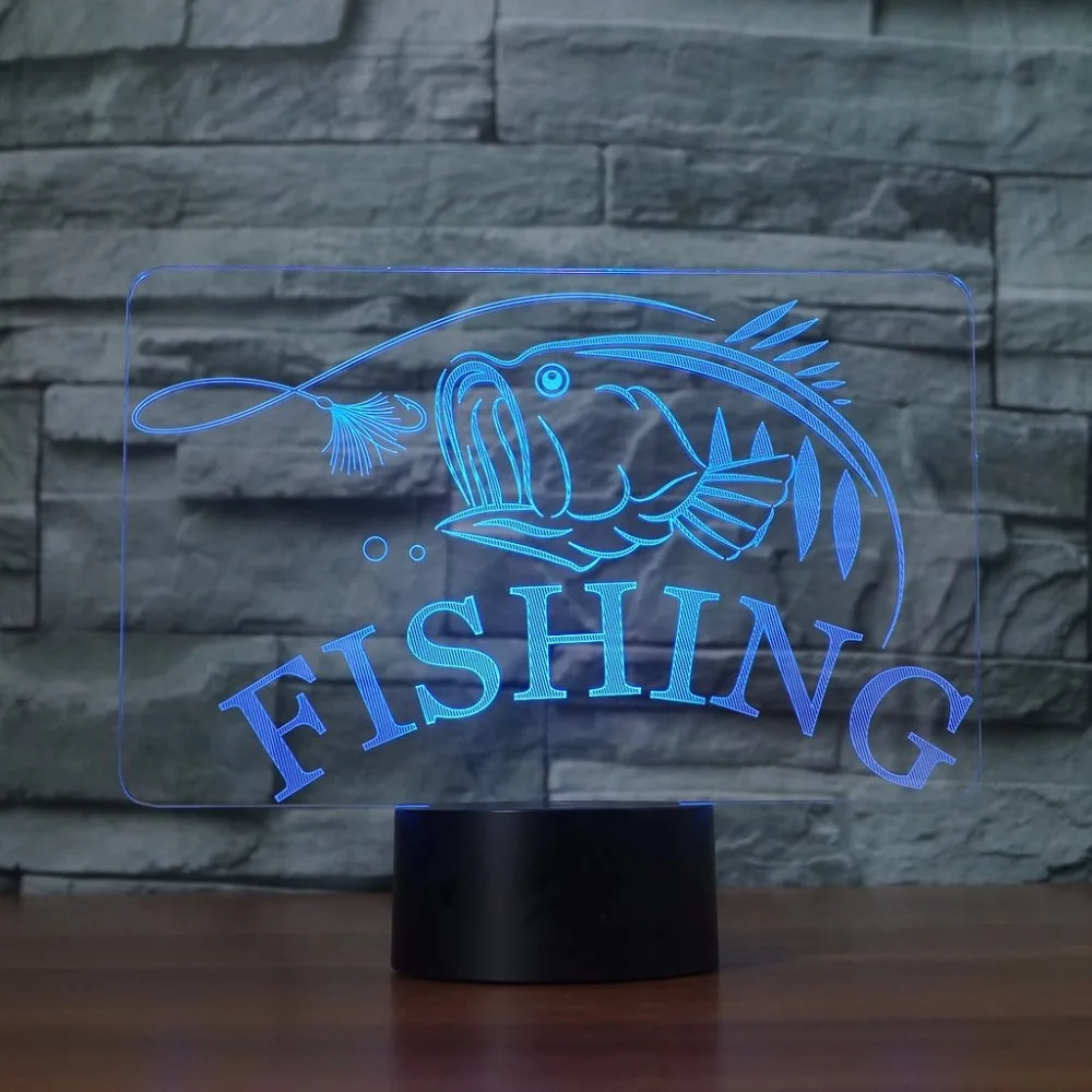 

7 Colorful Fishing Shape Night Lights USB 3D LED Office Home Decor Desk Table Lamp Bedroom Lampara Fish Light Fixture Child Gift