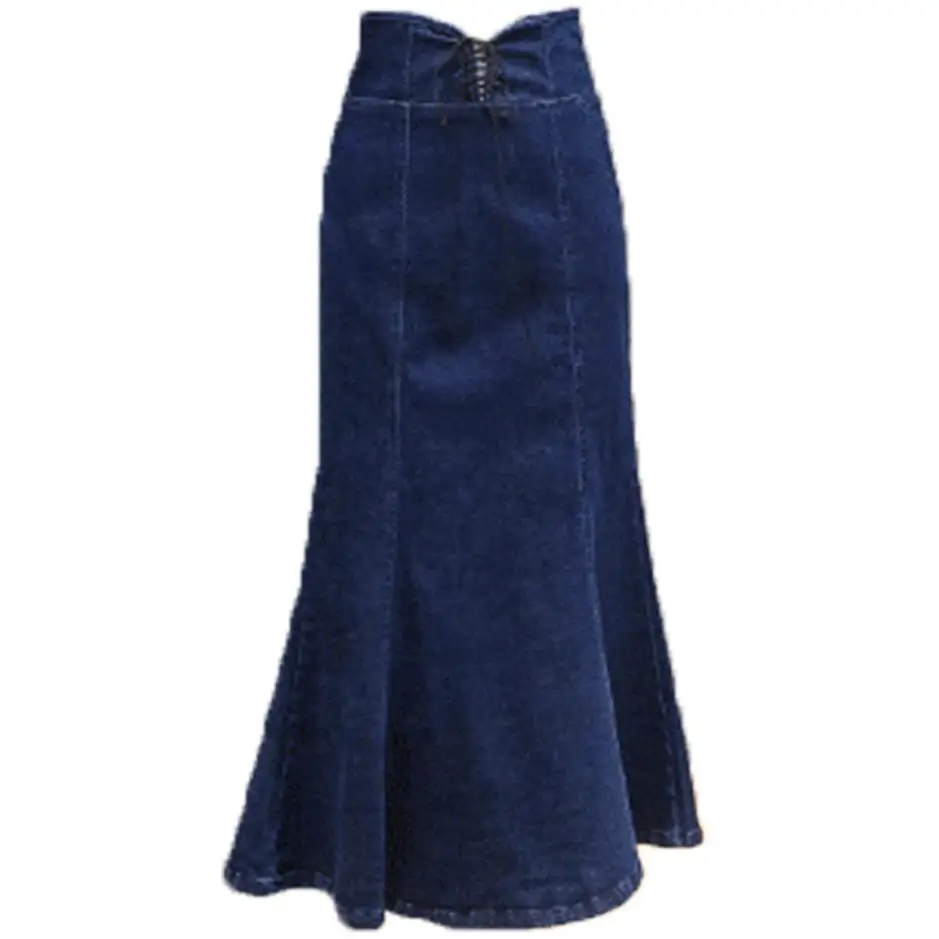 

Long Denim Skirt 2019 Spring Summer Women High Waist Slim Sexy Maxi Mermaid Skirts For Women Lace-up Plus Size 3XL Jeans Skirt