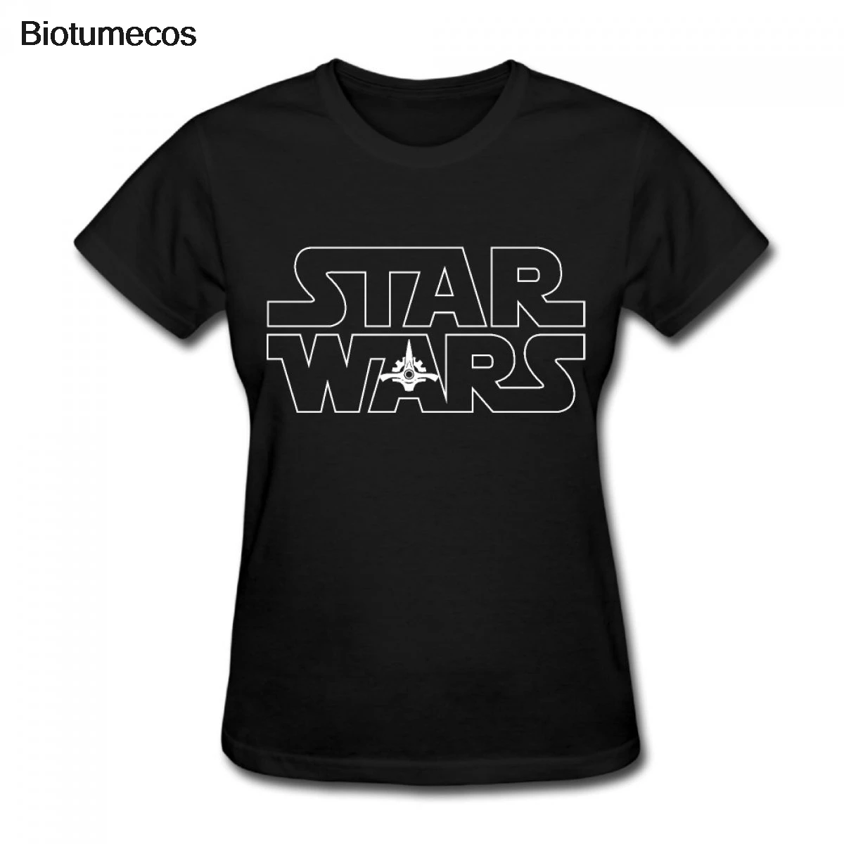 Women T Shirt Round Neck Top Tee Casual Short Sleeve Star Wars Printed Cotton Lady Brand