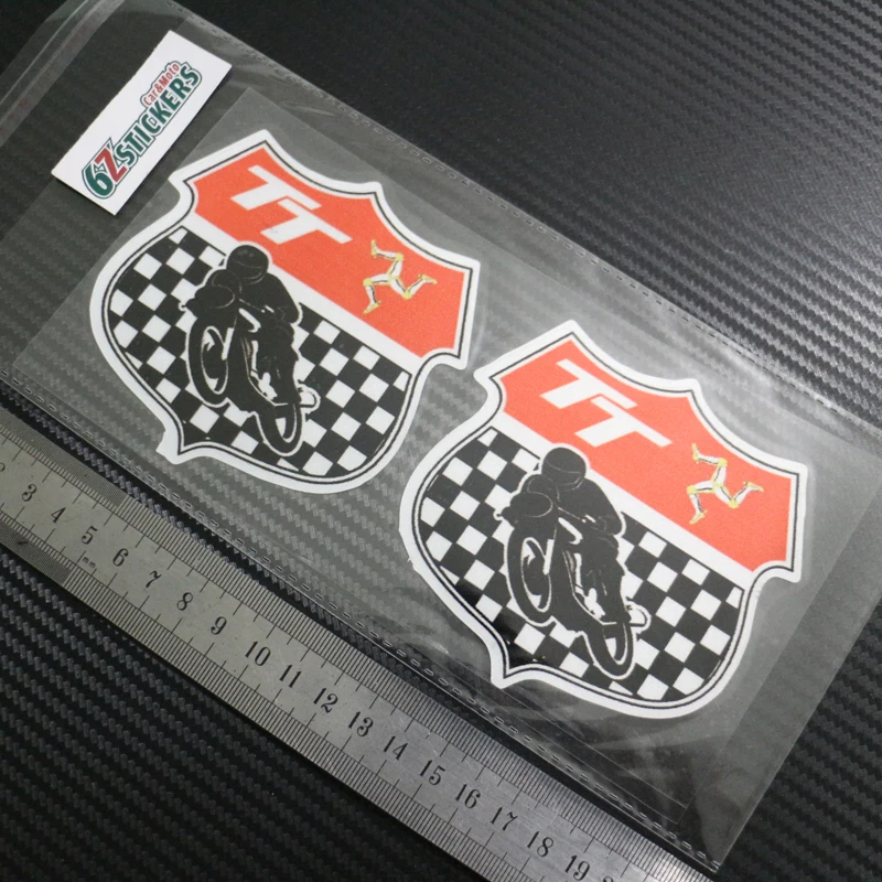 

sixsub ISLE OF MAN TT Shield Stickers x2 classic motorbike motorsport decals